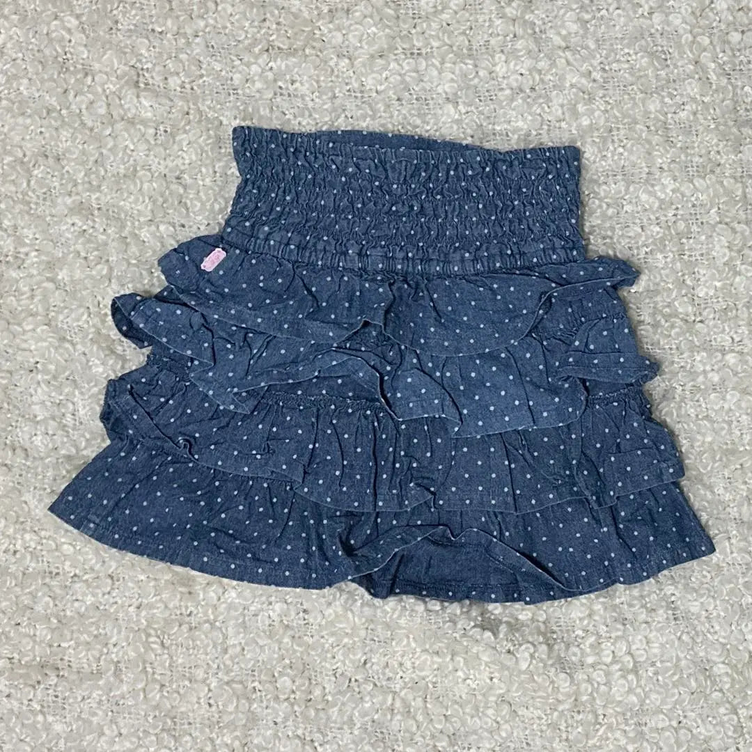 Mezzo Piano Kids 120cm Denim Polka Dots Ruffles Skirt