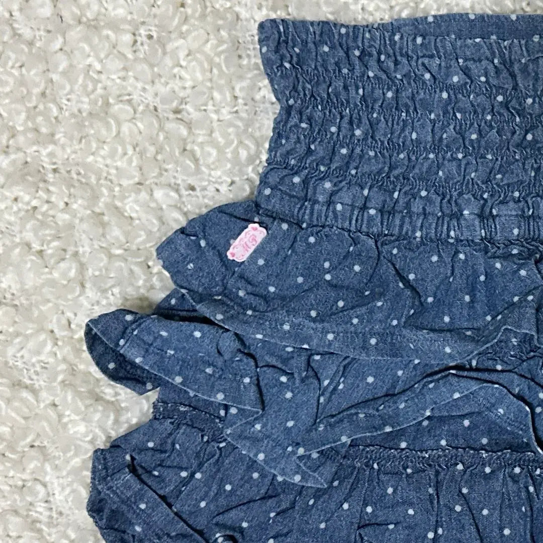 Mezzo Piano Kids 120cm Denim Polka Dots Ruffles Skirt