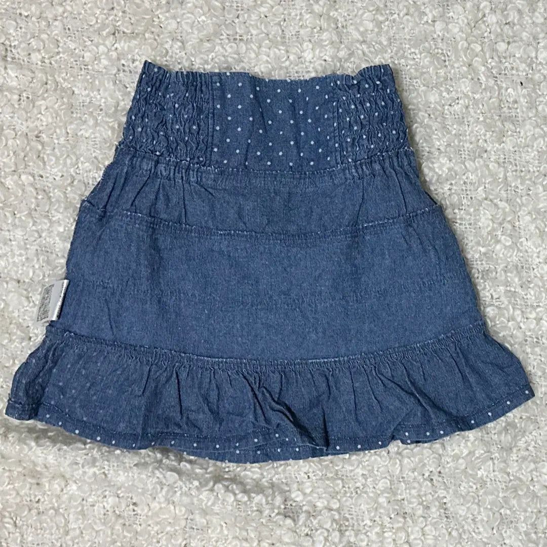 Mezzo Piano Kids 120cm Denim Polka Dots Ruffles Skirt