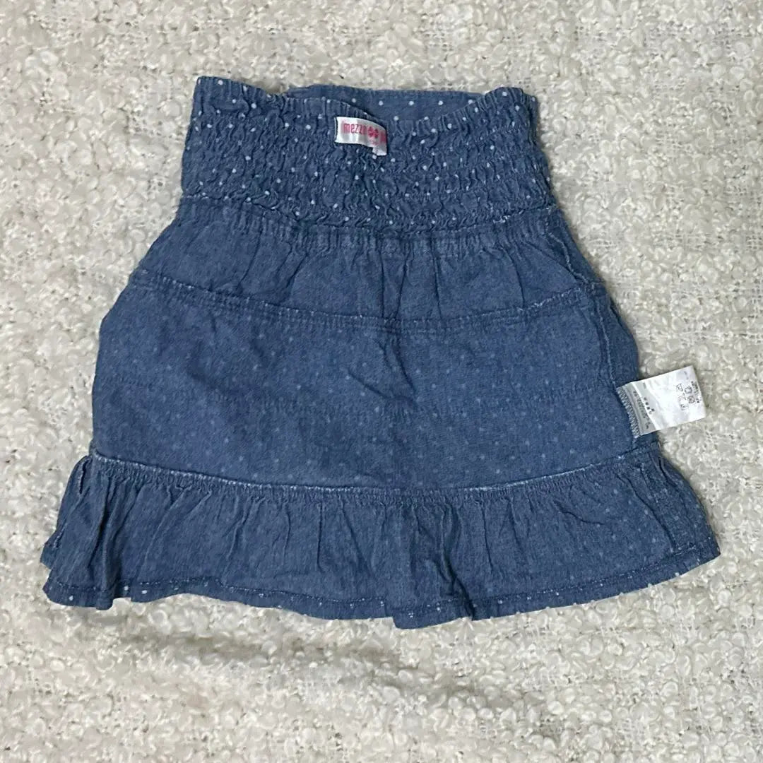 Mezzo Piano Kids 120cm Denim Polka Dots Ruffles Skirt