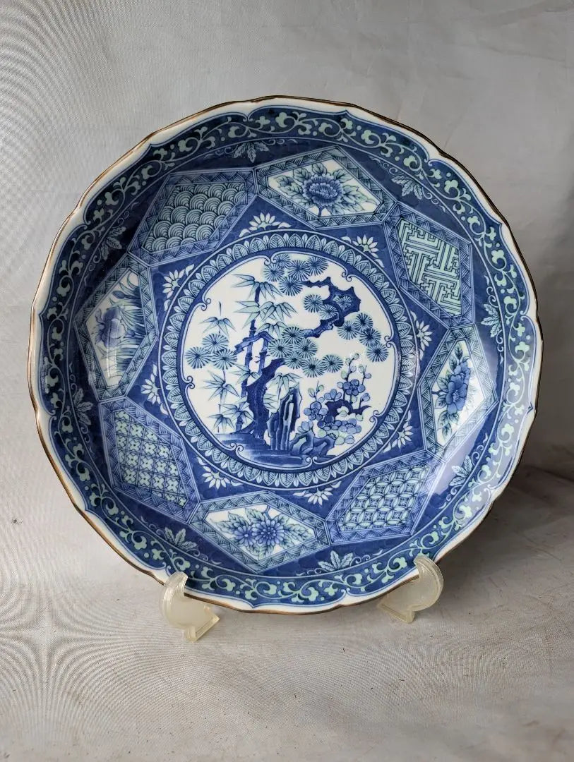 Free shipping Blue and white porcelain octagonal dish Natural decoration Arita ware