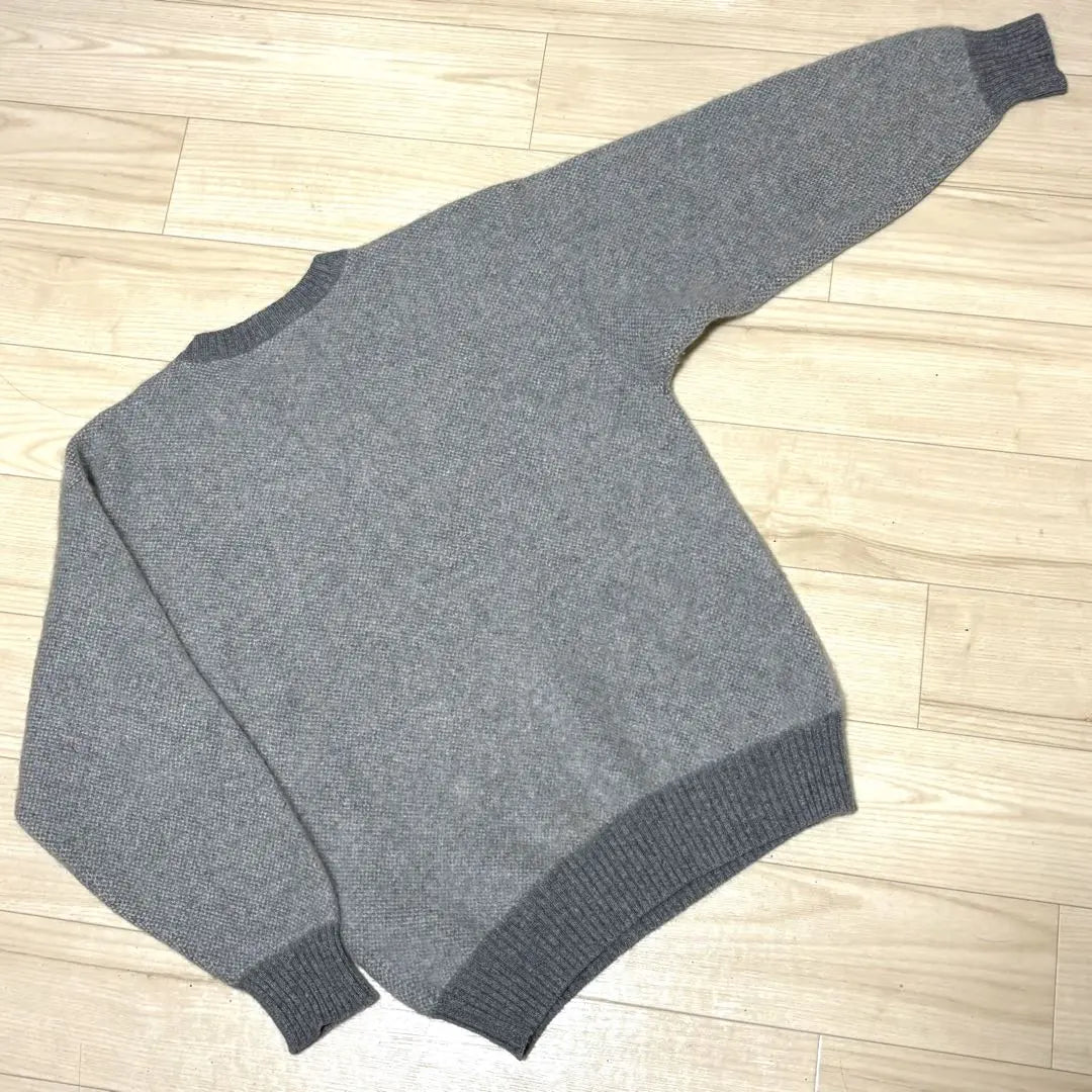 Vintage Crew Neck Two-tone Knit 100% Cashmere Gray Size M