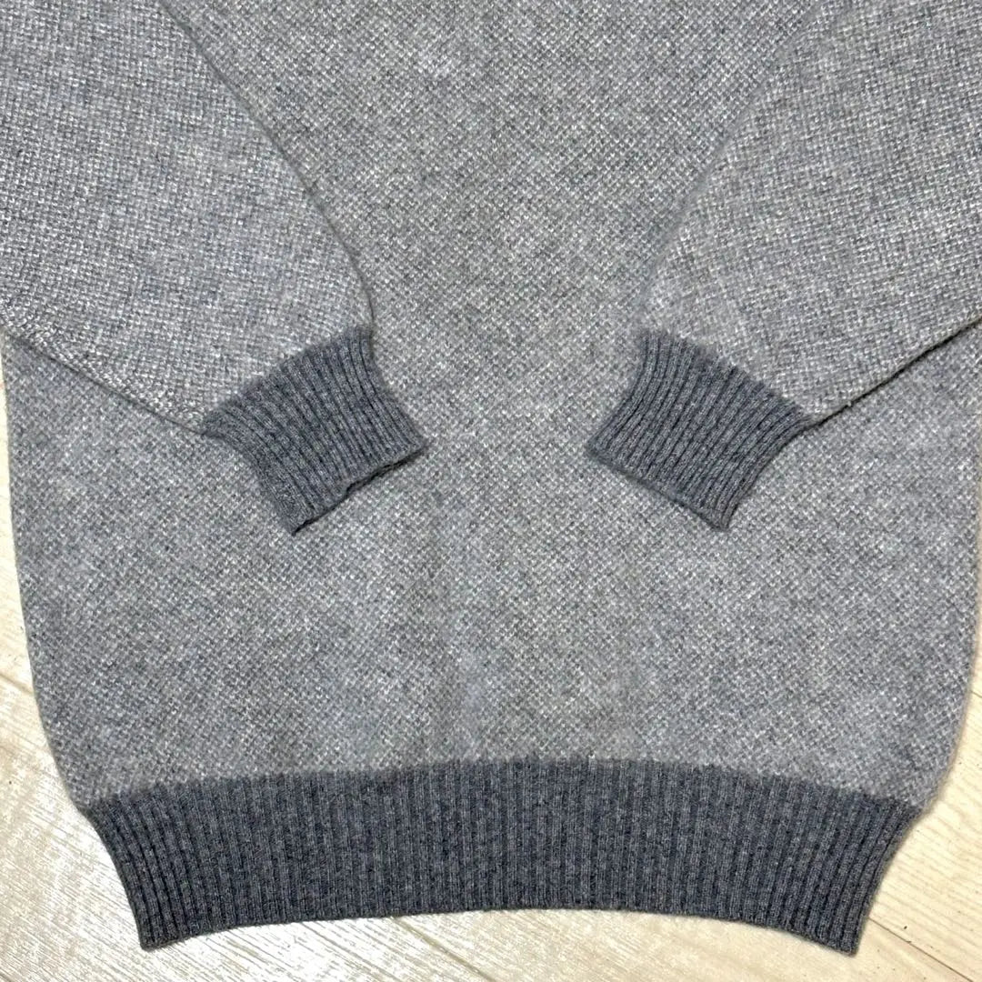 Vintage Crew Neck Two-tone Knit 100% Cashmere Gray Size M