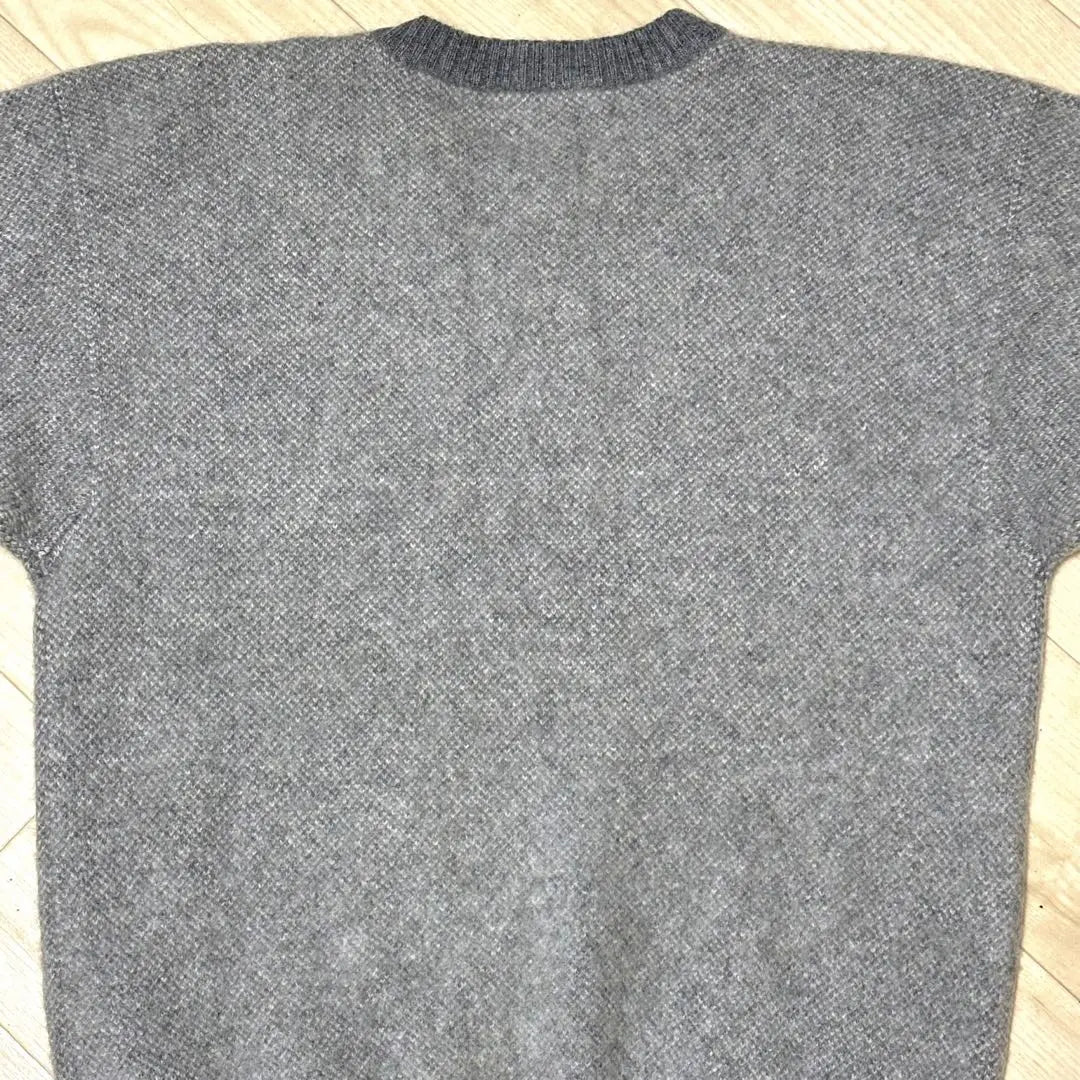 Vintage Crew Neck Two-tone Knit 100% Cashmere Gray Size M