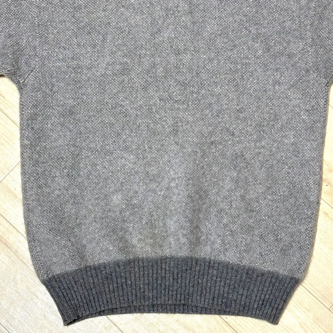 Vintage Crew Neck Two-tone Knit 100% Cashmere Gray Size M