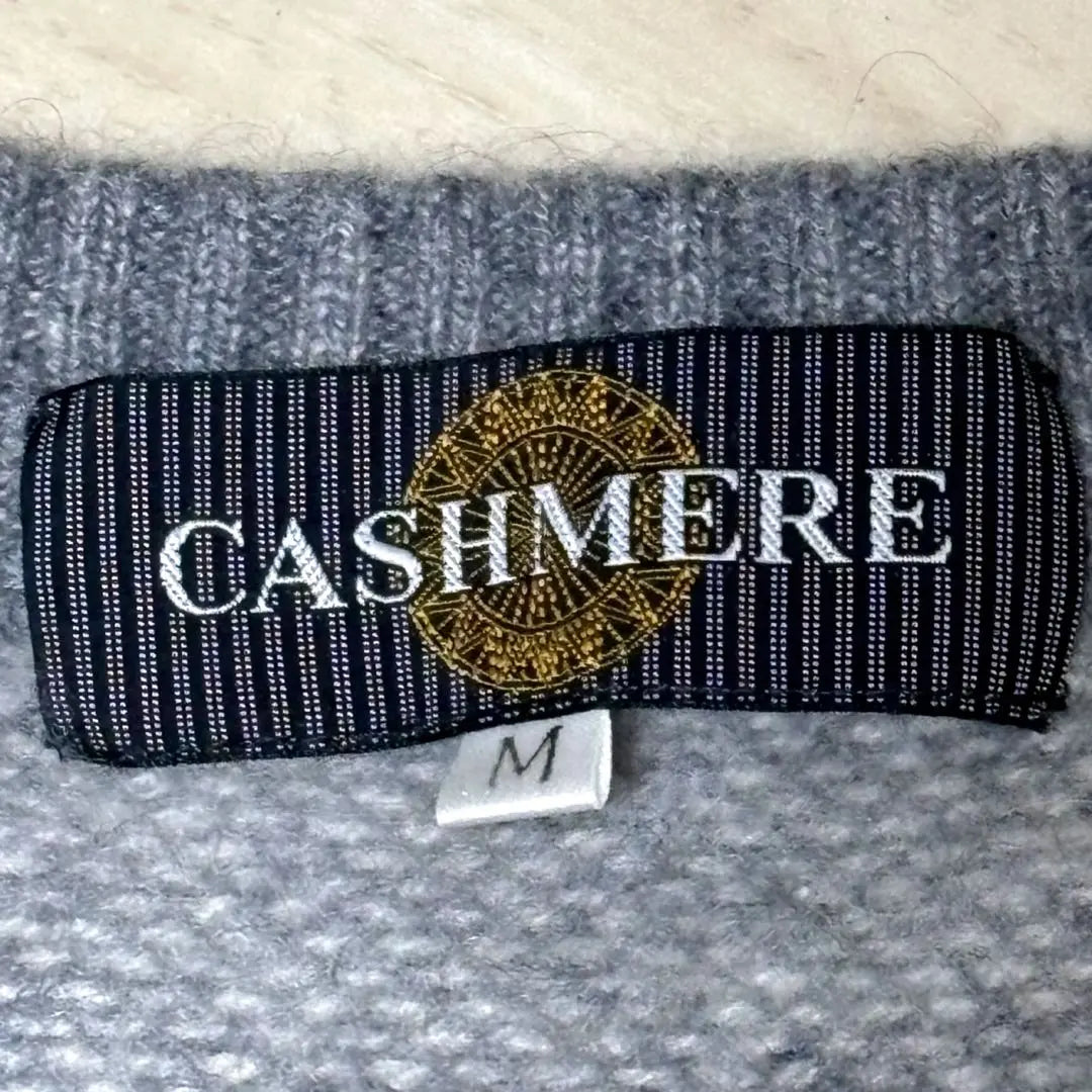 Vintage Crew Neck Two-tone Knit 100% Cashmere Gray Size M