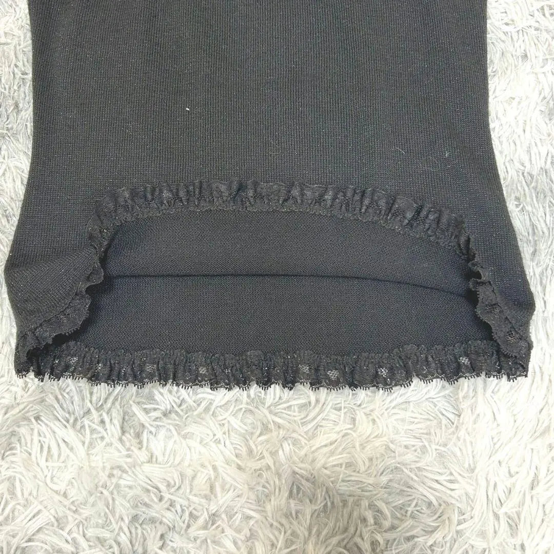 [oeillet] Tank top with lace, size M, black