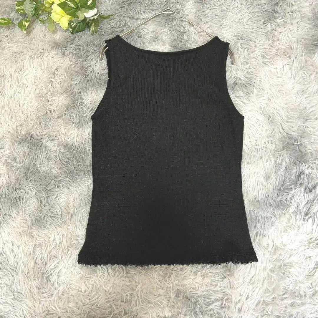 [oeillet] Tank top with lace, size M, black