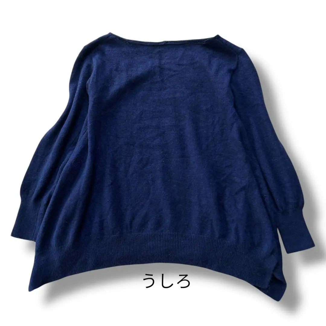 IENA Jena ✨ Jersey de lana manga nueve minutos azul -talla única cuello en V | IENA イエナ✨ウールプルオーバー九分袖 群青色 フリーサイズ V ネック