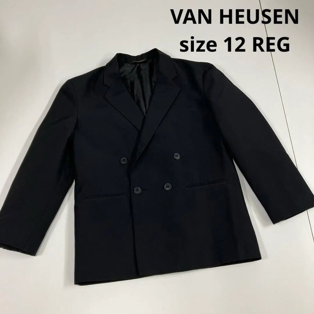 VAN HEUSEN Tailored Jacket Double old Women Retro Black | VAN HEUSEN テーラードジャケット　ダブル　古着女子　レトロ　ブラック