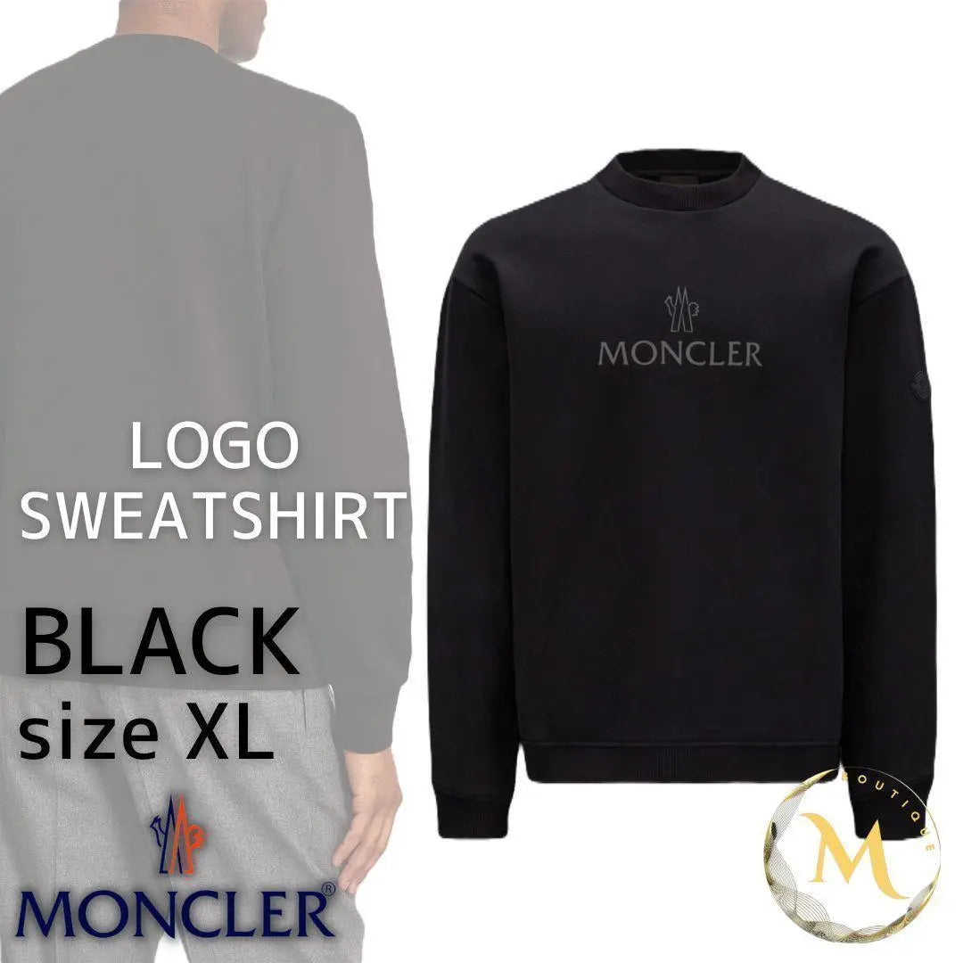 ☆Nueva, sin usar y auténtica garantizada☆Sudadera con logo MONCLER XL negro | ☆新品未使用・本物保証☆MONCLER ロゴ入りスウェットシャツ XL ブラック