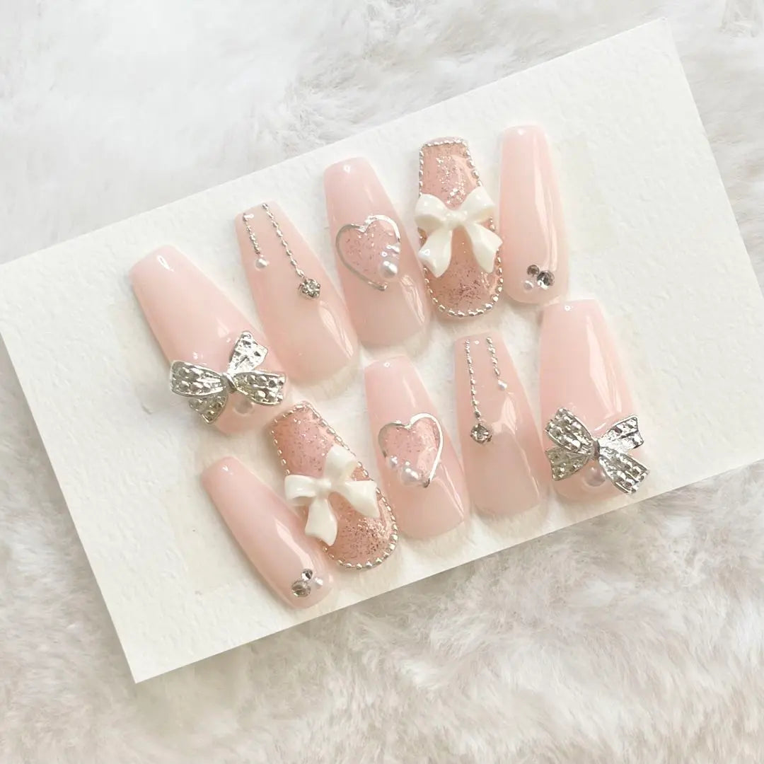 Wang Hong mass-produced French girly Korean butterfly butterfly heart sheer blush Chinese nail tip