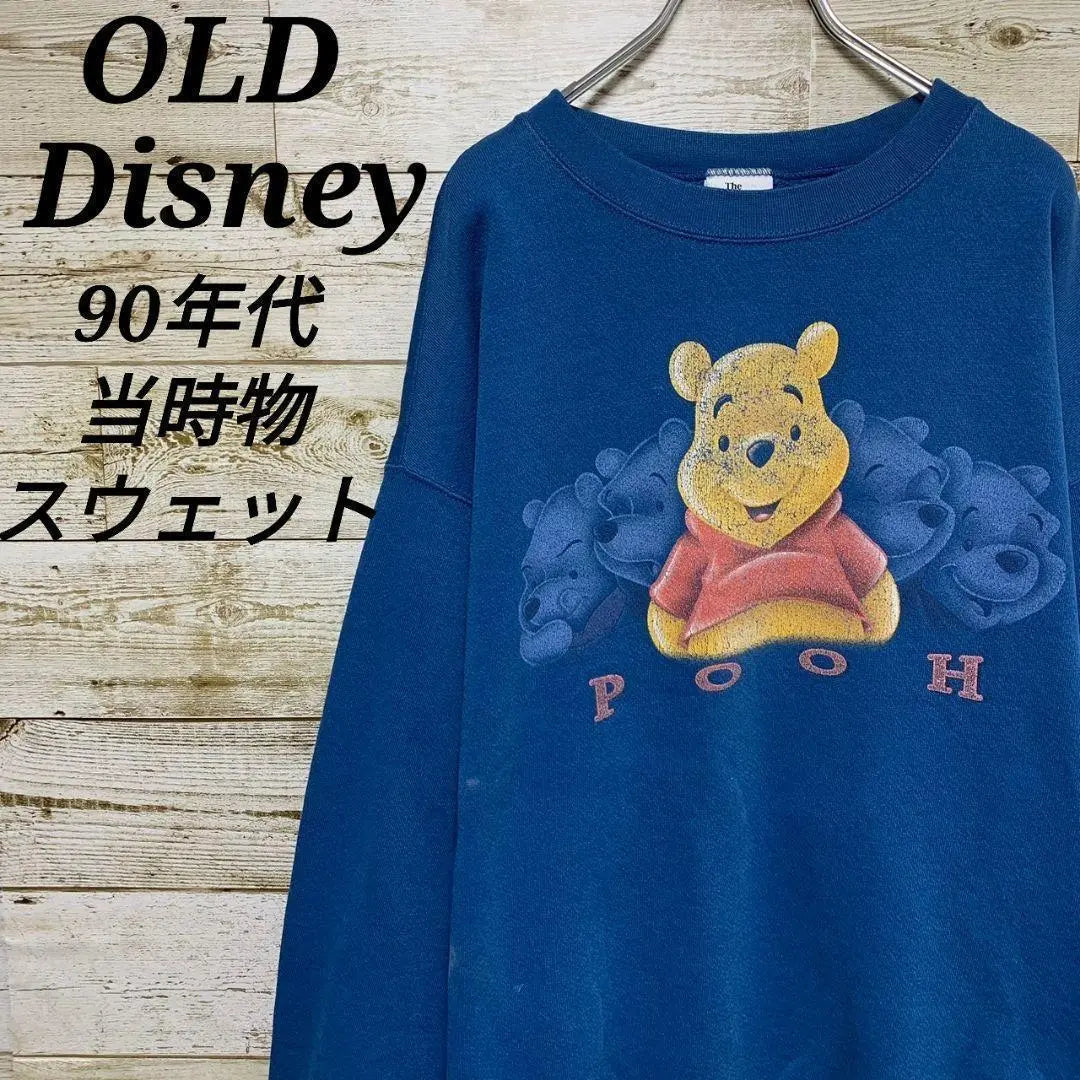 [w59] Sudadera de cuello redondo y manga larga con etiqueta antigua de Winnie the Pooh de Disney de los años 90 de EE. UU.