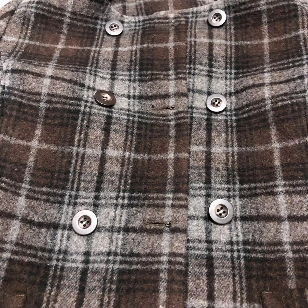 Solo Plus Collarless Coat Checkered Wool Blend Long Coat Size 38