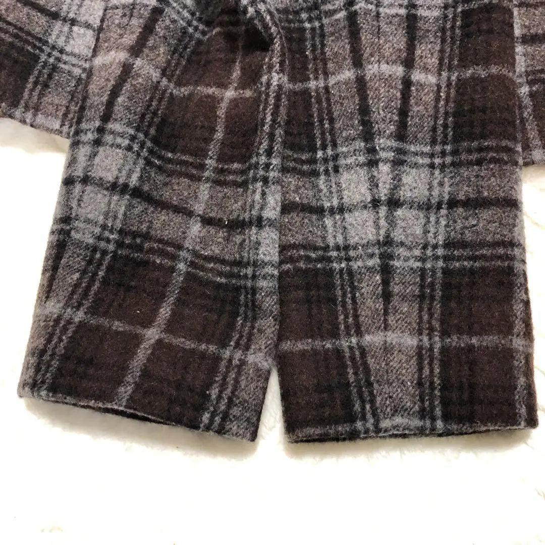 Solo Plus Collarless Coat Checkered Wool Blend Long Coat Size 38