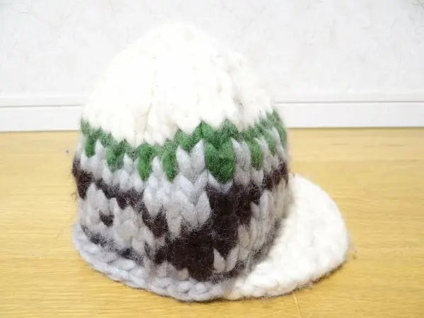 Rare Japanese made cable Cowichin knit cap handmade 100% wool