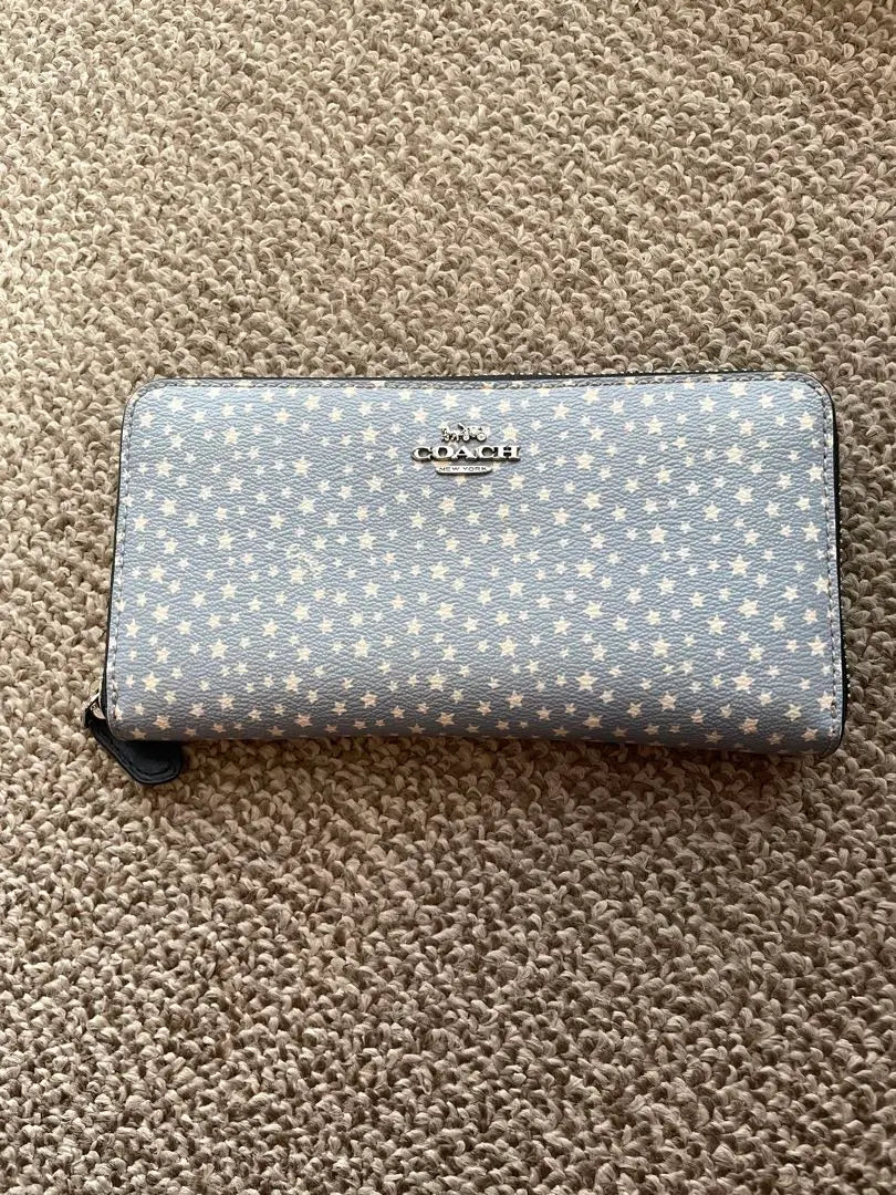 coach long wallet, light blue