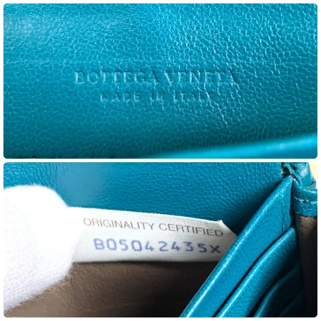 [Good condition] Bottega Veneta long wallet, python, flap, round zip, turquoise