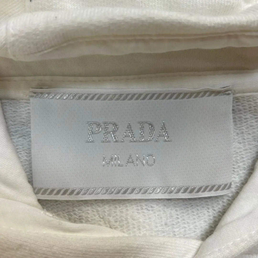 PRADA☆Parka con logo grande y alto, logo triangular, clásica, blanca, difícil de conseguir