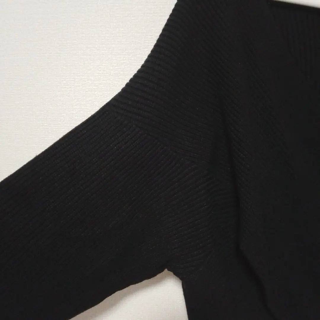 [Grail] V neck rib knit Long sleeve cut -and -saw casual wearing black S | 【グレイル】Vネック　リブニット長袖カットソー　カジュアル　着回し　ブラック　S