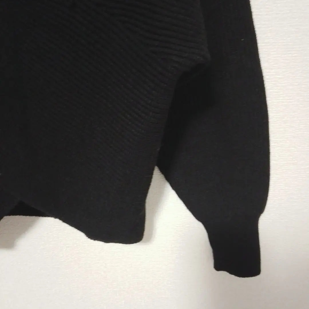 [Grail] V neck rib knit Long sleeve cut -and -saw casual wearing black S | 【グレイル】Vネック　リブニット長袖カットソー　カジュアル　着回し　ブラック　S