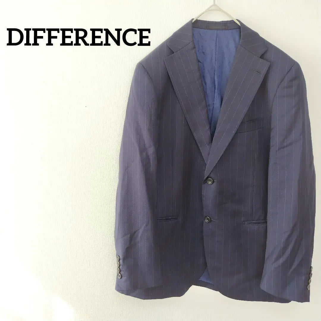 ☆Buen estado ☆DIFERENCIA/Chaqueta de traje/100 % lana/Fabricada en Japón/Azul marino