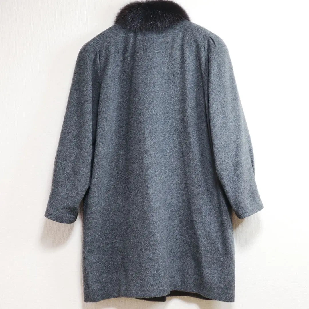 Lightweight cashmere luxury fur coat 13AR L gray long jacket cute