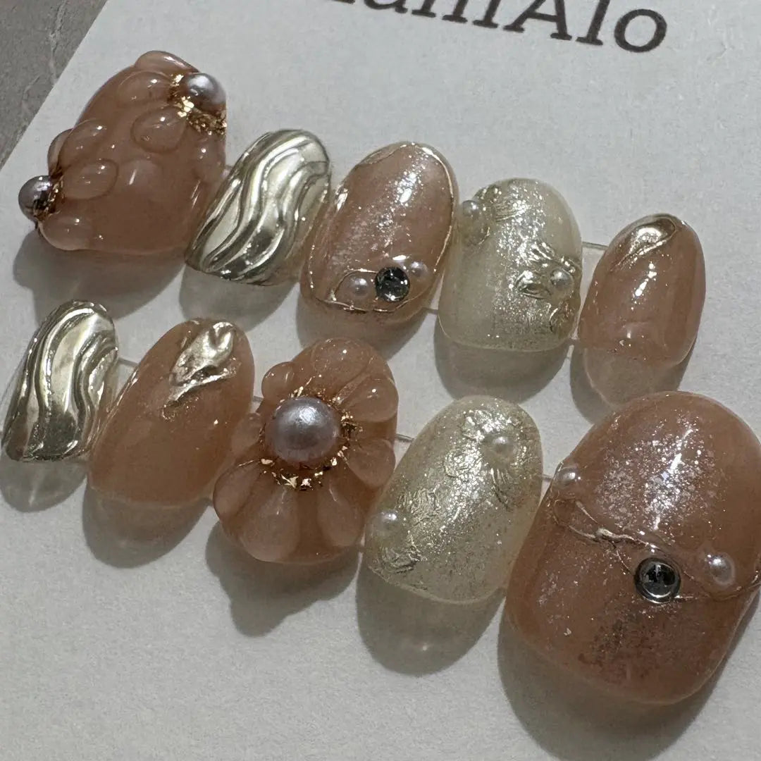 [Order] Puffy flower nuance Coming of Age Ceremony Graduation Ceremony Simple Nail Tip