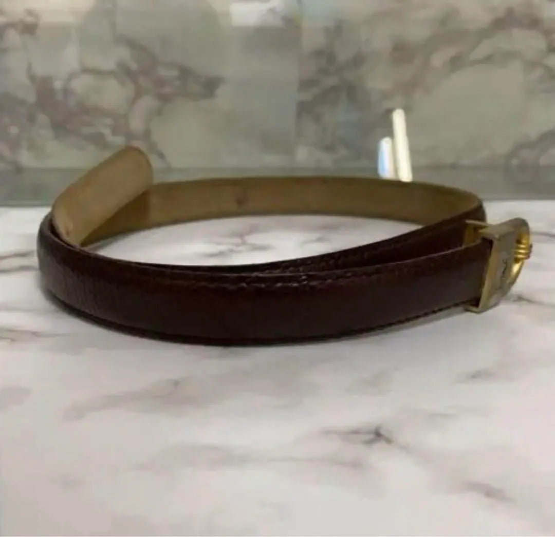 YSL Brown Leather Belt Gold Buckle | YSL ブラウンレザーベルト ゴールドバックル