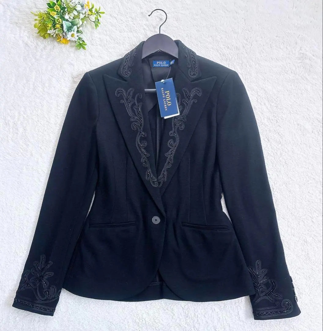 《Novedad》Chaqueta entallada con adornos de cuentas de POLO RALPH LAUREN en color negro