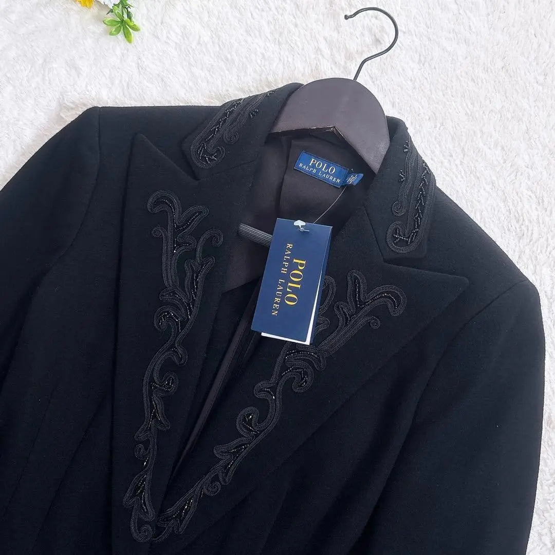 《New》POLO RALPH LAUREN Beaded Decoration Tailored Jacket Black