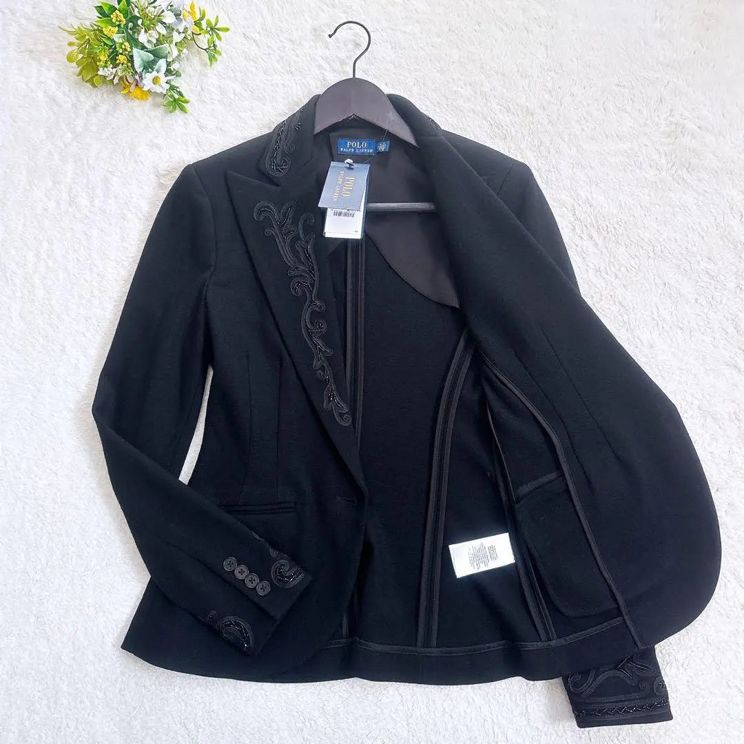 《New》POLO RALPH LAUREN Beaded Decoration Tailored Jacket Black