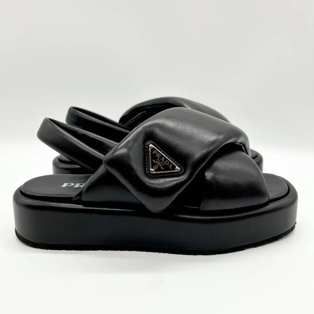 Superb condition PRADA Soft Padded Nappa Leather Wedge Sandals 37