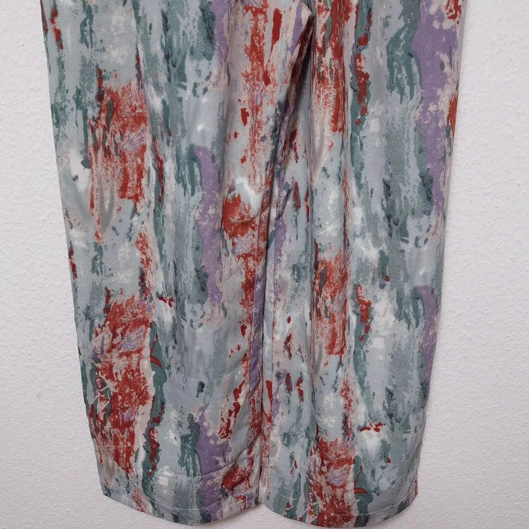 forksy.☆Watercolor paint loose wide tapered pants