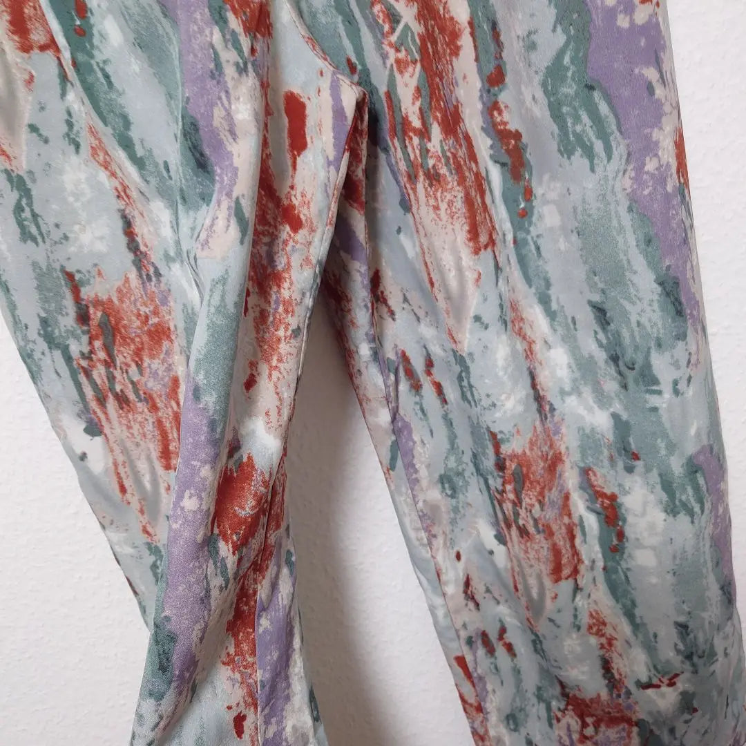 forksy.☆Watercolor paint loose wide tapered pants