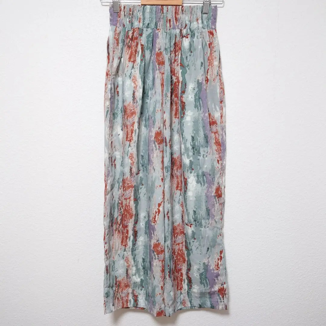 forksy.☆Watercolor paint loose wide tapered pants