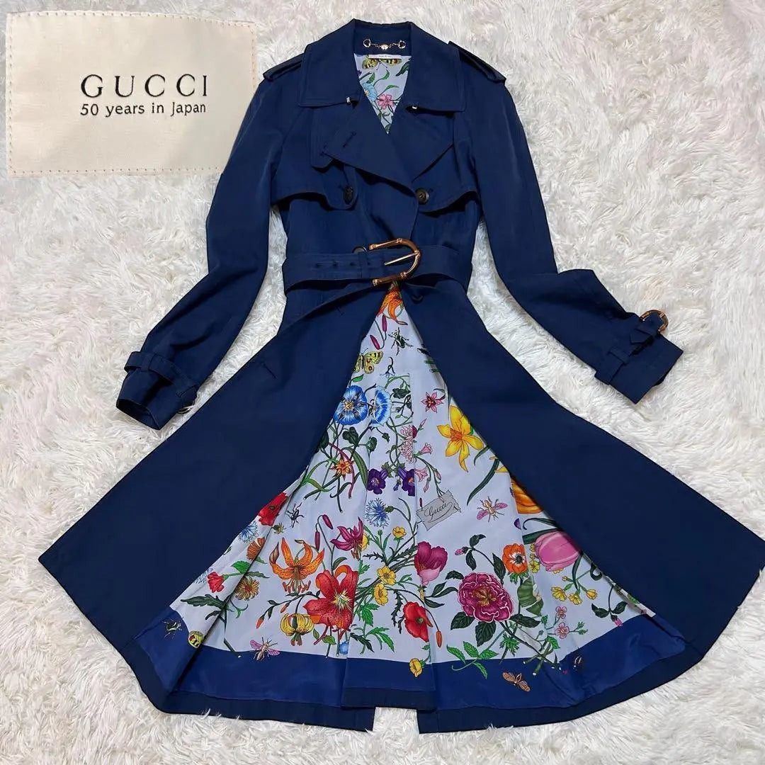 50.º aniversario GUCCI Trench Court Damas Flora Florus Bamboo | 50周年 GUCCI トレンチコート レディース フローラ 花柄 バンブー