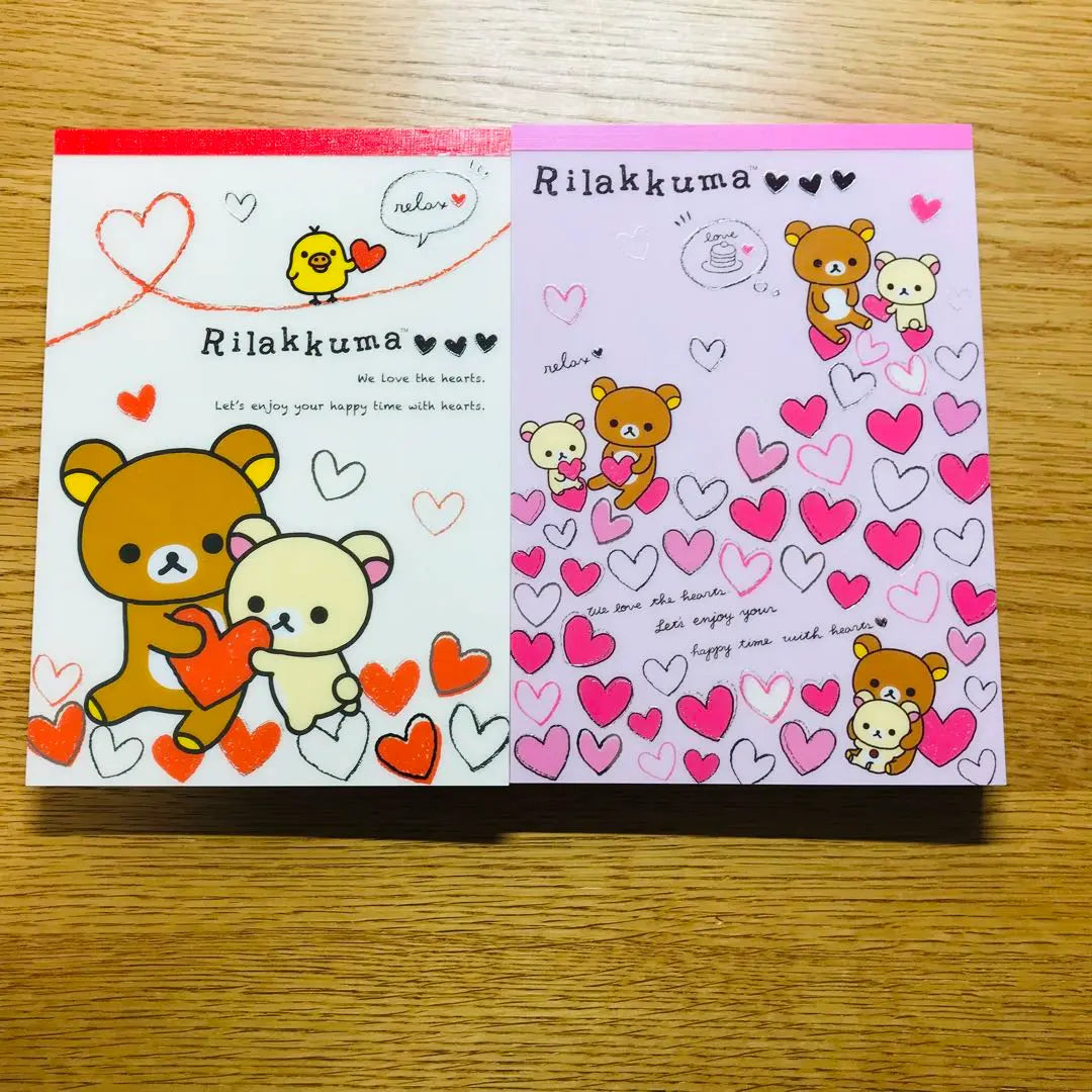 Libretas Rilakkuma 2 - Llenas de corazones | リラックマ メモ帳2冊 ハートがいっぱい