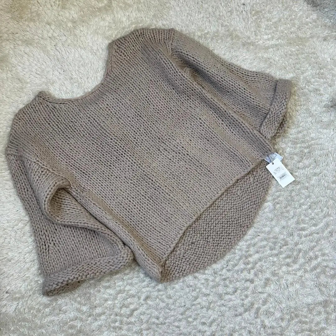 [Lyridia] New tagged acrylic knit sweater beige 5/4 length sode | 《リリディア》新品 タグ付き アクリル ニット セーター ベージュ 5分丈ソデ