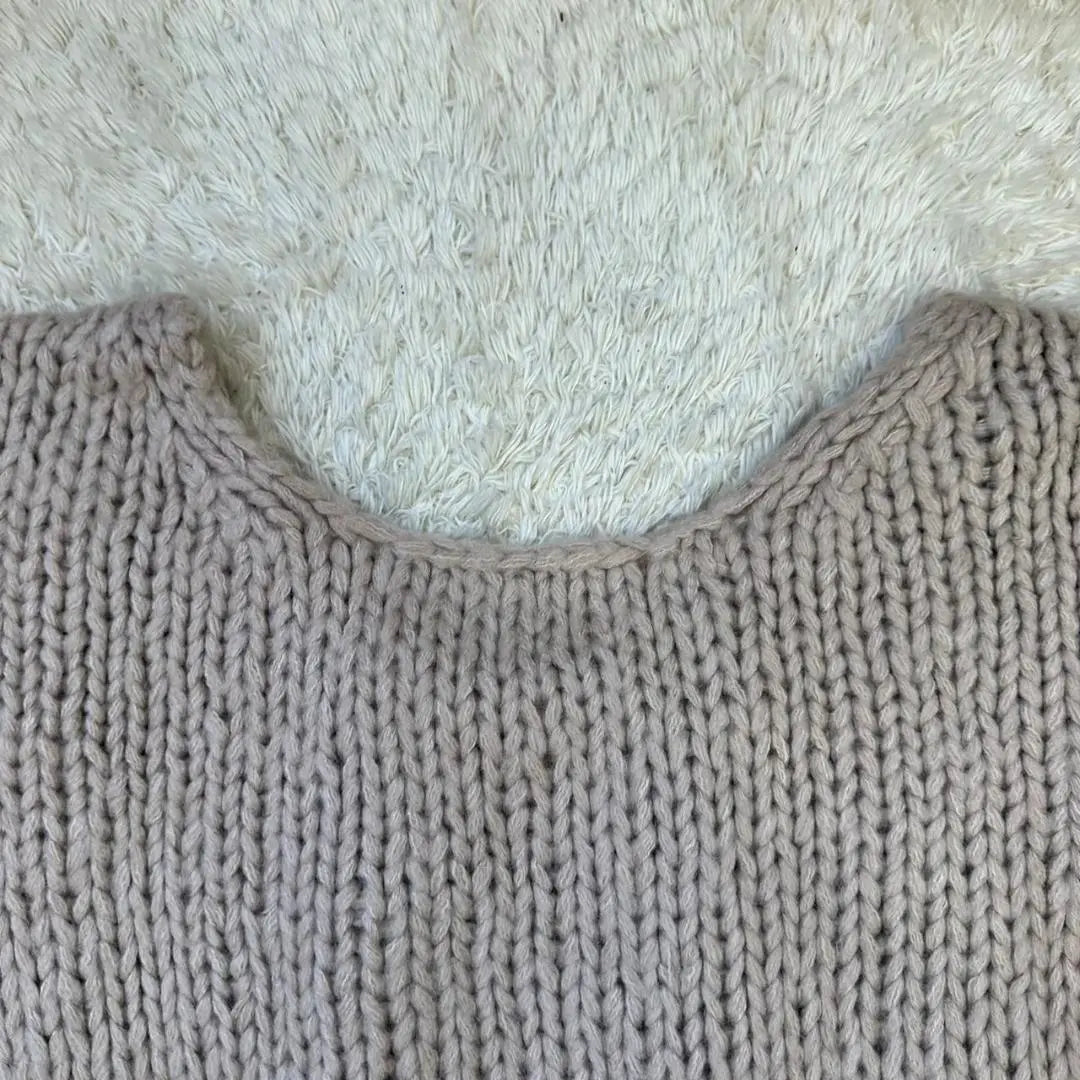 [Lyridia] New tagged acrylic knit sweater beige 5/4 length sode | 《リリディア》新品 タグ付き アクリル ニット セーター ベージュ 5分丈ソデ