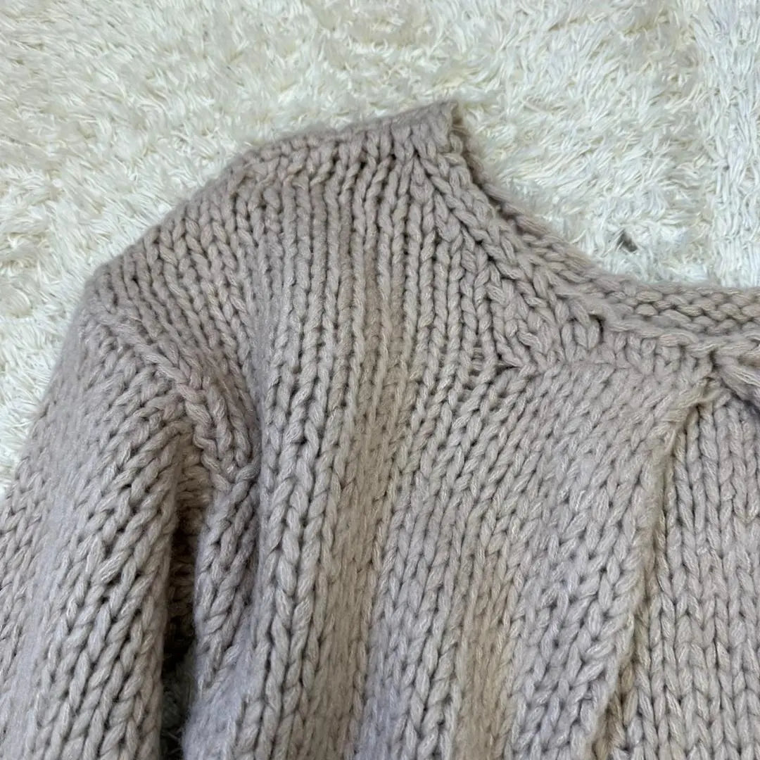 [Lyridia] New tagged acrylic knit sweater beige 5/4 length sode | 《リリディア》新品 タグ付き アクリル ニット セーター ベージュ 5分丈ソデ