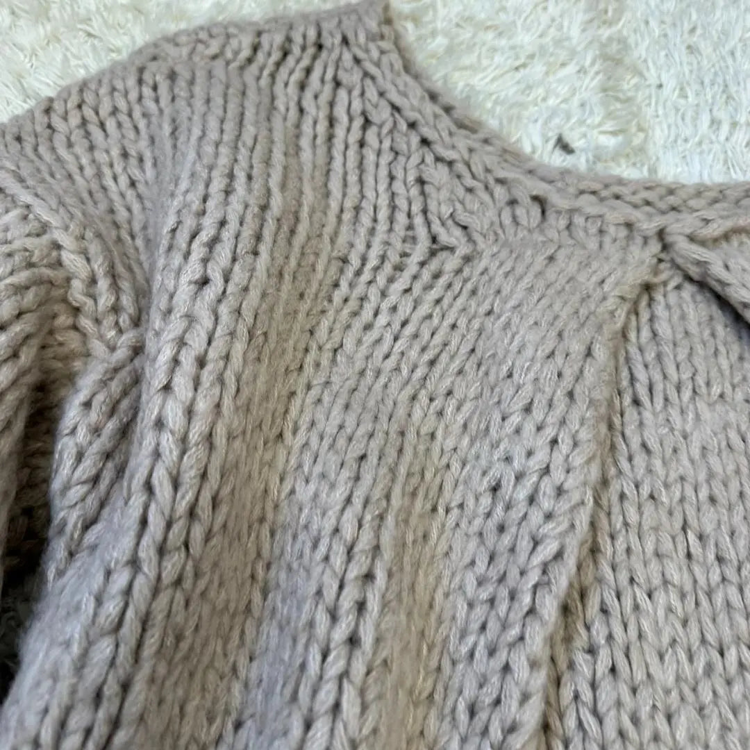 [Lyridia] New tagged acrylic knit sweater beige 5/4 length sode | 《リリディア》新品 タグ付き アクリル ニット セーター ベージュ 5分丈ソデ