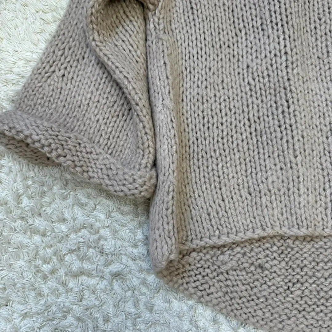 [Lyridia] New tagged acrylic knit sweater beige 5/4 length sode | 《リリディア》新品 タグ付き アクリル ニット セーター ベージュ 5分丈ソデ