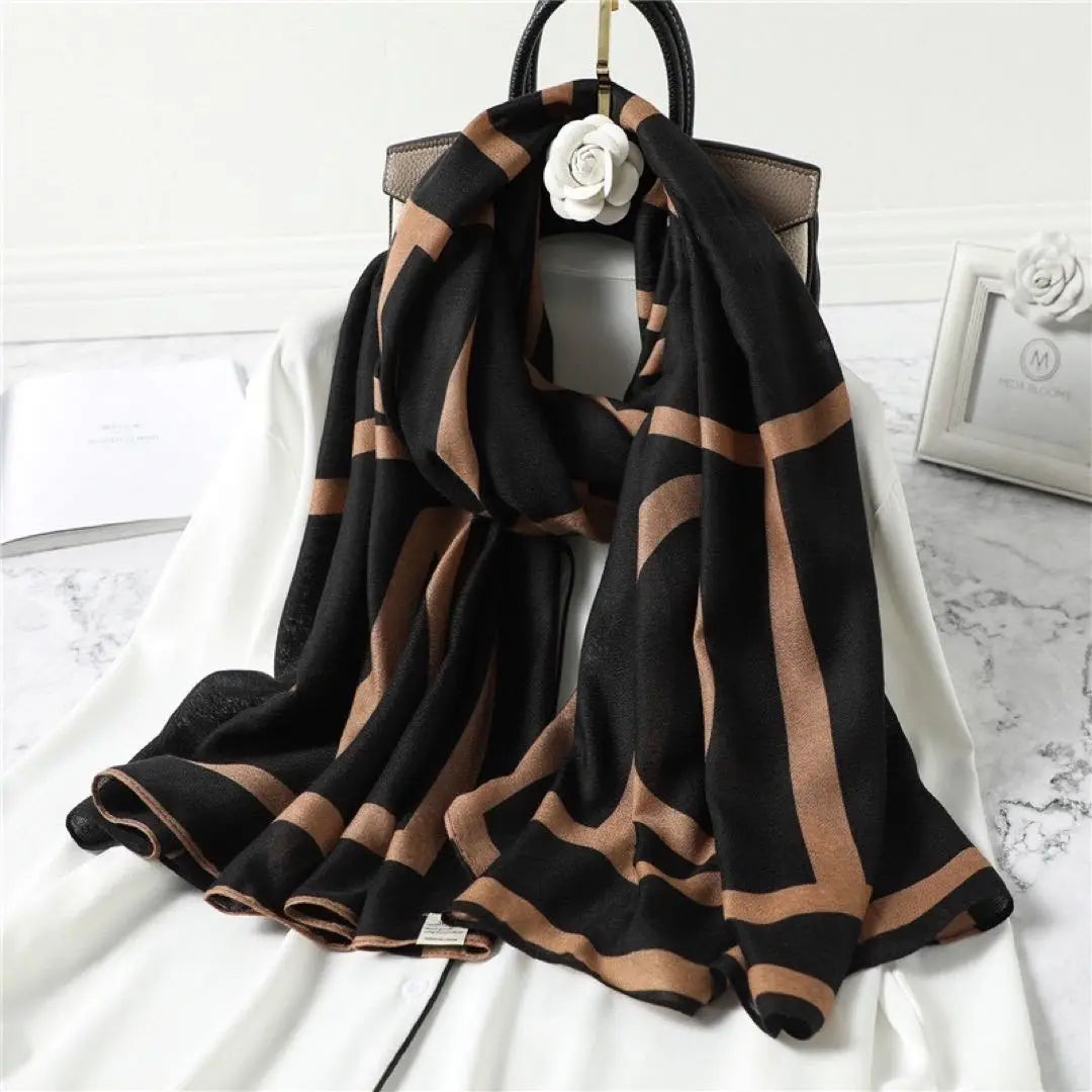 Spring item Large scarf scarf Wedding shawl Thin black Brown