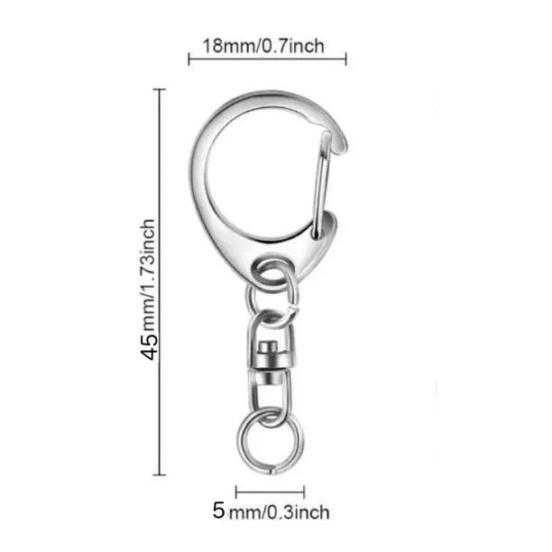 Keychain, 30 pcs, metal fittings, handmade parts, silver charm