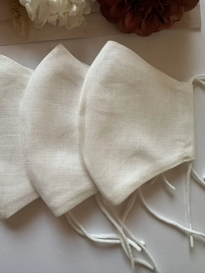 25103◇New white◇Unisex◇100% linen, handmade mask set of 4