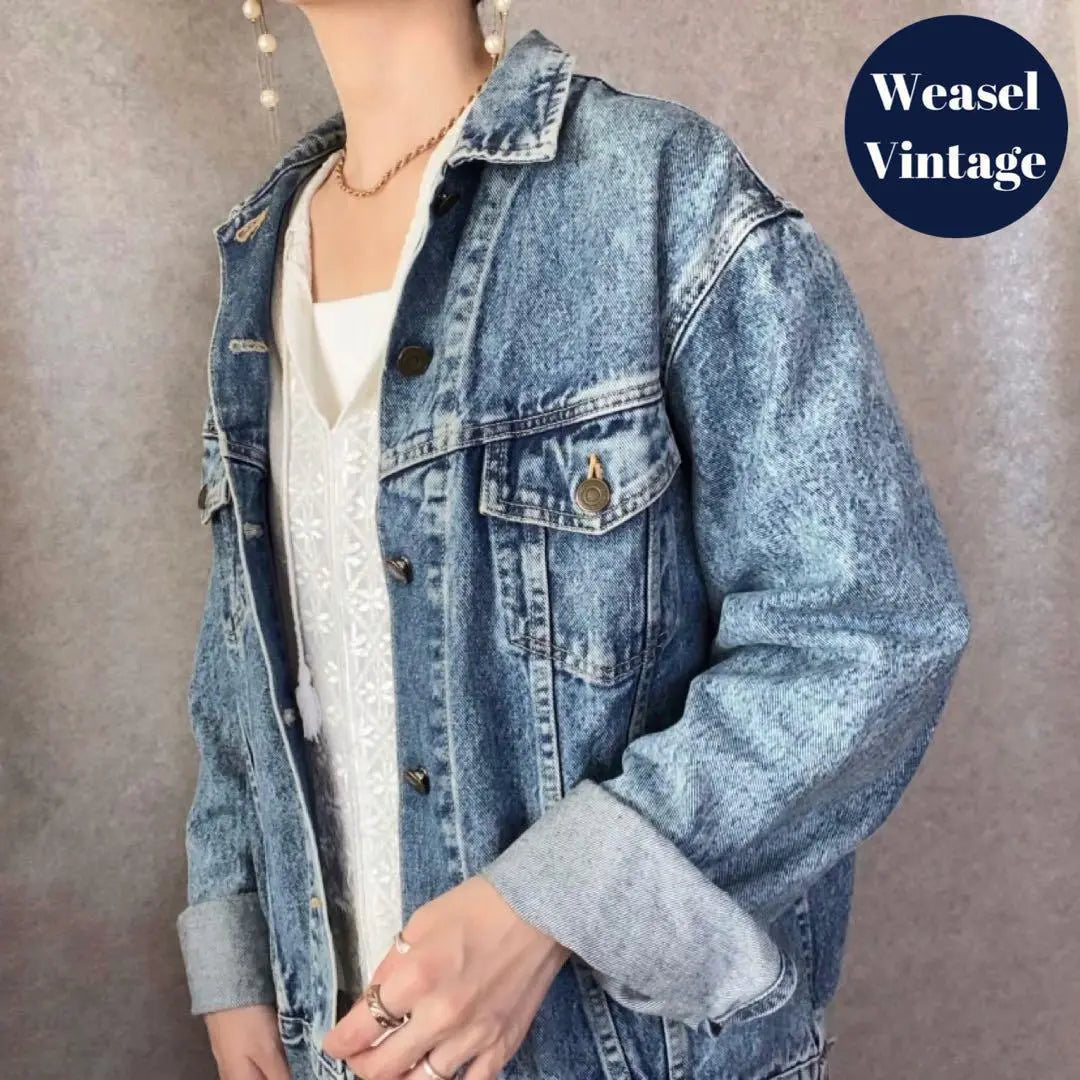 USED Retro Antiper Chemical Wash Denim Jacket Over -size G Jean