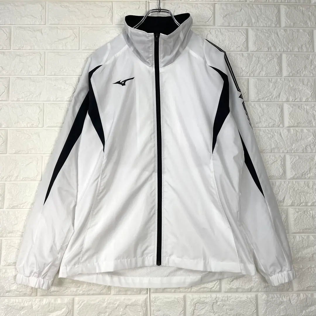 a718 [Mizuno] M White Sports Jacket Thin Good Condition