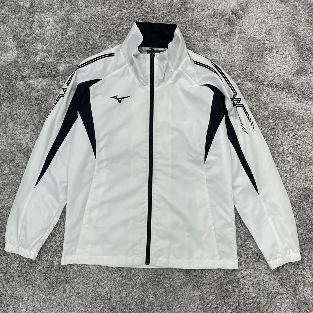 a718 [Mizuno] M White Sports Jacket Thin Good Condition