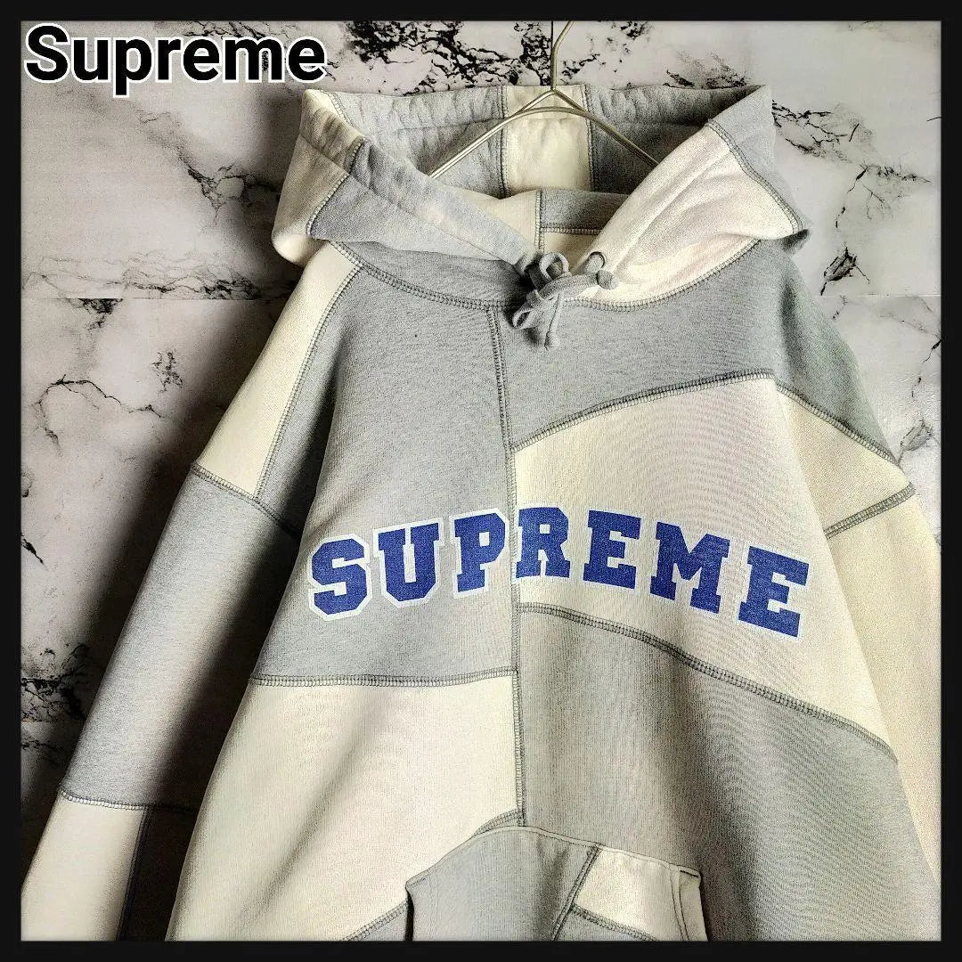 [Rare Design] Supreme Center Logo Hoodie Patchwork Thick Brushed Lining